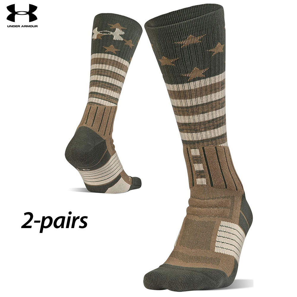 2 Pairs Under Armour USA Freedom Stars & Stripes Crew Socks (L)