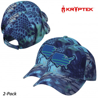 2-PACK: Kryptek Double Knit USA Patch 6-Panel Cap- Kryptek Pontus