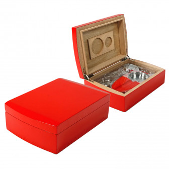 Petrus Candy Apple Red Travel Humidor Set w/Ashtray&Cutter