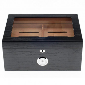 Milano 100-ct Glasstop Humidor- Black Oak (HUM-75BLK)