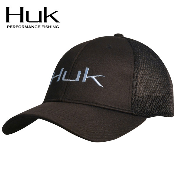 Huk Performance Soft Stretch Tech Cap (L/XL)- Black