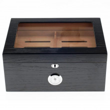 Milano 100-ct Glasstop Humidor- Black Oak (HUM-75BLK)